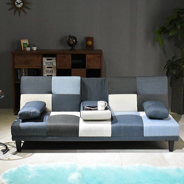  region limitation free shipping new goods patchwork navy color table attaching reclining sofa - bed cloth made 3 seater . sofa stylish furniture :NW44-11C-ZW-KC