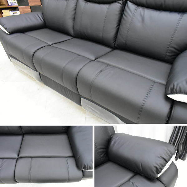  new goods electric reclining sofa 3 seater . sofa OKIN company manufactured motor BK×WH high class 37 ten thousand jpy [3P comfortable stylish modern Northern Europe furniture ]:NW44-14F49-KC