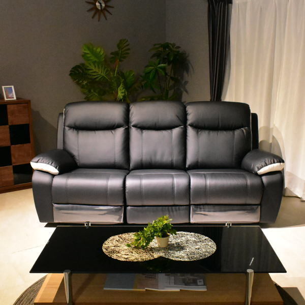  new goods electric reclining sofa 3 seater . sofa OKIN company manufactured motor BK×WH high class 37 ten thousand jpy [3P comfortable stylish modern Northern Europe furniture ]:NW44-14F49-KC