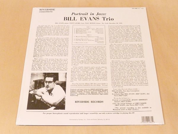 未開封 ビル・エヴァンス Portrait In Jazz OJC 復刻LP Bill Evans Trio Blue In Green Autumn Leaves 枯葉 Scott LaFaro Paul Motianの画像2