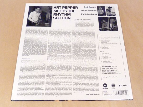 未開封 アート・ペッパー Meets The Rhythm Section 限定リマスター180g重量盤LP Art Pepper Red Garland Paul Chambers Philly Joe Jonesの画像2
