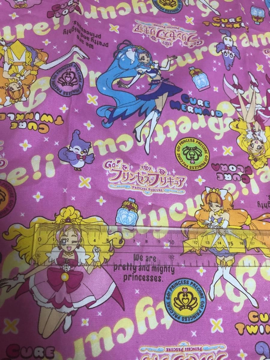 プリンセスプリキュア　生地　ハンドメイド　ハギレ オックス生地？