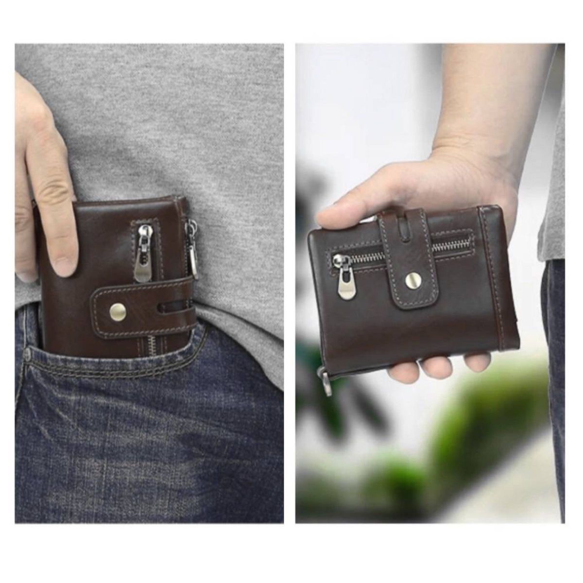 財布 二つ折り本革 メンズ ファスナー レザー 銭入れ 大容量 スキミング防止 コンパクト 軽い 新品未使用