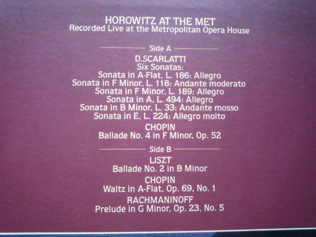 SO15 独RCA盤LP ホロヴィッツ・アト・ザ・メト/スカルラッティ、ショパン、リスト、ラフマニノフ DIGITAL_画像2
