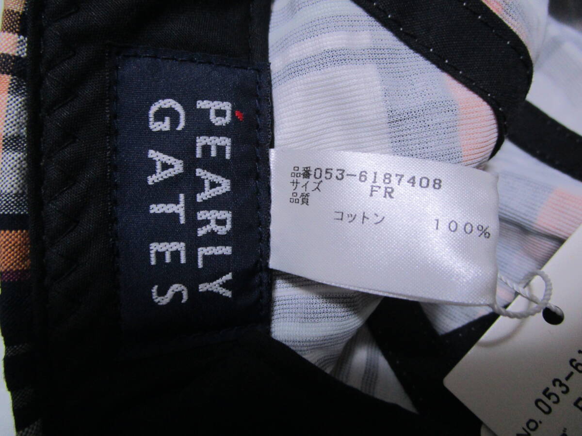 超特価!新品即決!PEARLY GATES パーリーゲイツ メンズ ゴルフ コットン シアサッカー生地 チェック柄 キャップ 帽子 フリーサイズ 日本製_画像8