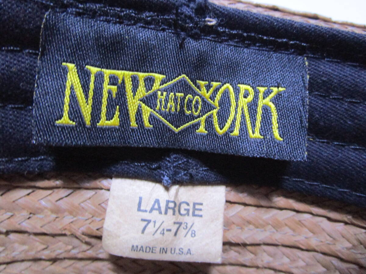  ultra rare! old tag!USA made!90s! Vintage! excellent prompt decision!NEW YORK HAT New York Hat men's pork pie hat straw hat size L