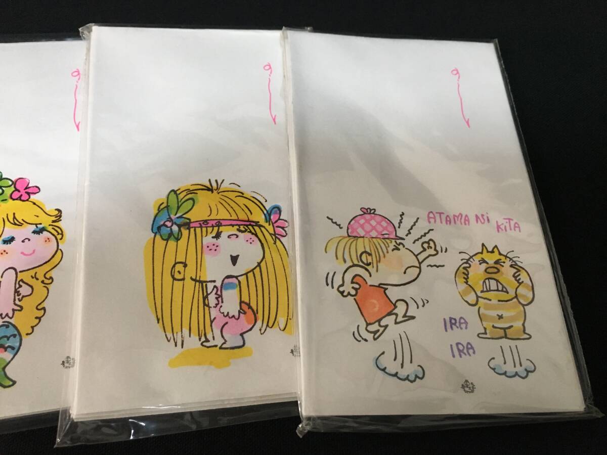 デッドストック クイーン 水森亜土 ポチ袋 5パックセット 少女漫画 ファンシー レトロポップ 昭和_画像3