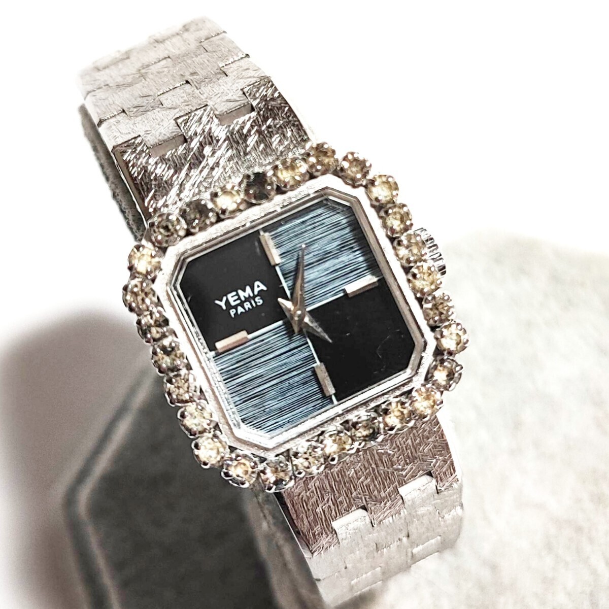 動作良好 希少 YEMA イエマ SWISS MADE スイス時計 宝石宝飾ストーン アンティーク レディース腕時計 稼働品 手巻き Q213の画像1