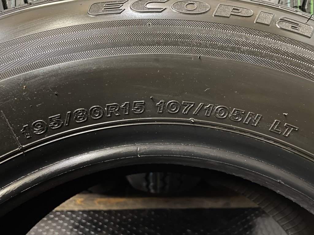 新車外し BS BRIDGESTONE ECOPIA RD613 195/80R15 107/105N LT 15インチ 夏タイヤ 4本 22年製 ハイエース キャラバン等　(MTV134)_画像9