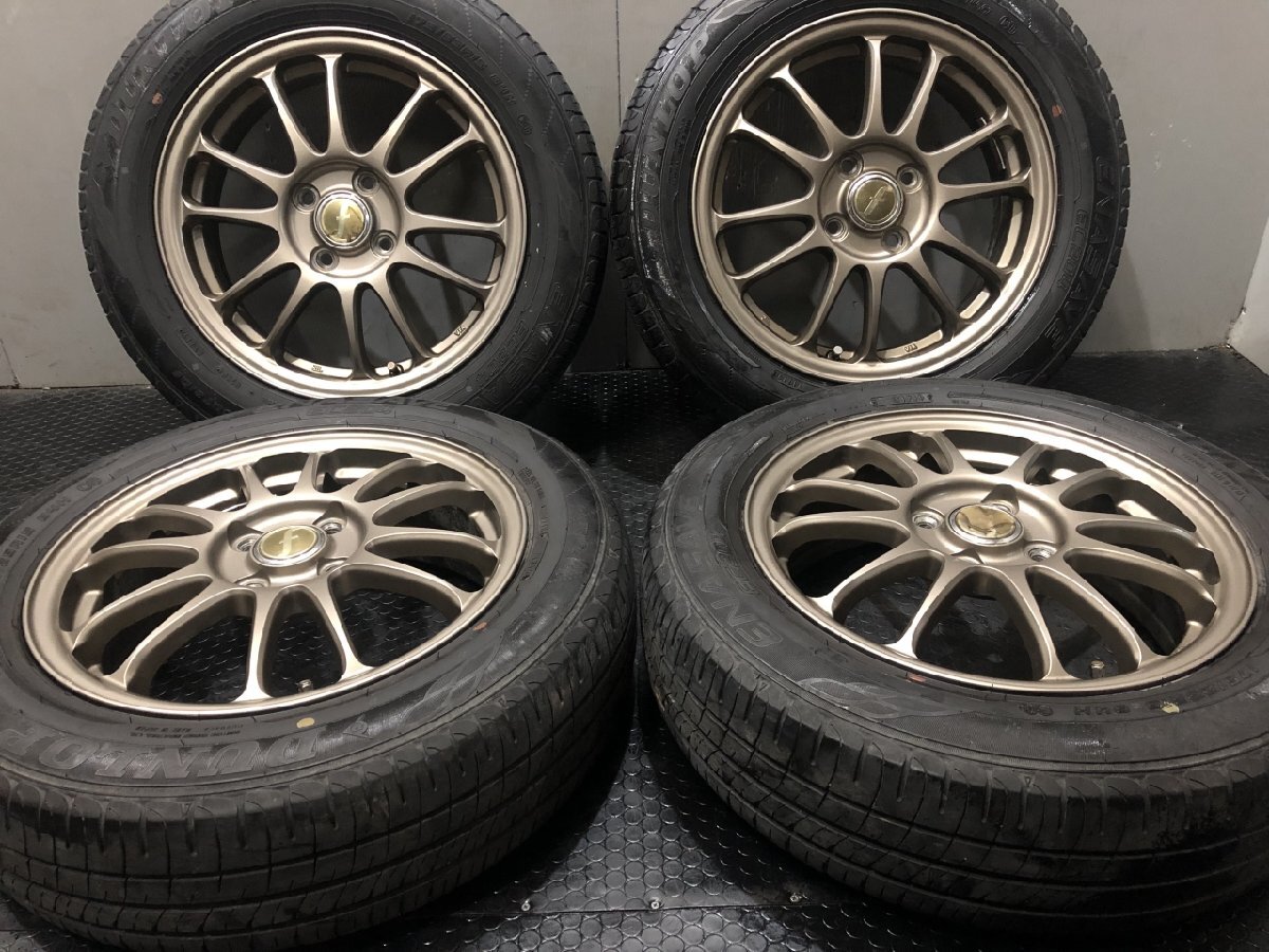 【DUNLOP EC204 175/65R15】夏タイヤ【MANARAY マナレイ 15インチ 5.5J4HPCD100+50】19年製 バリ溝 フィット シャトル等 (VTO866)の画像1