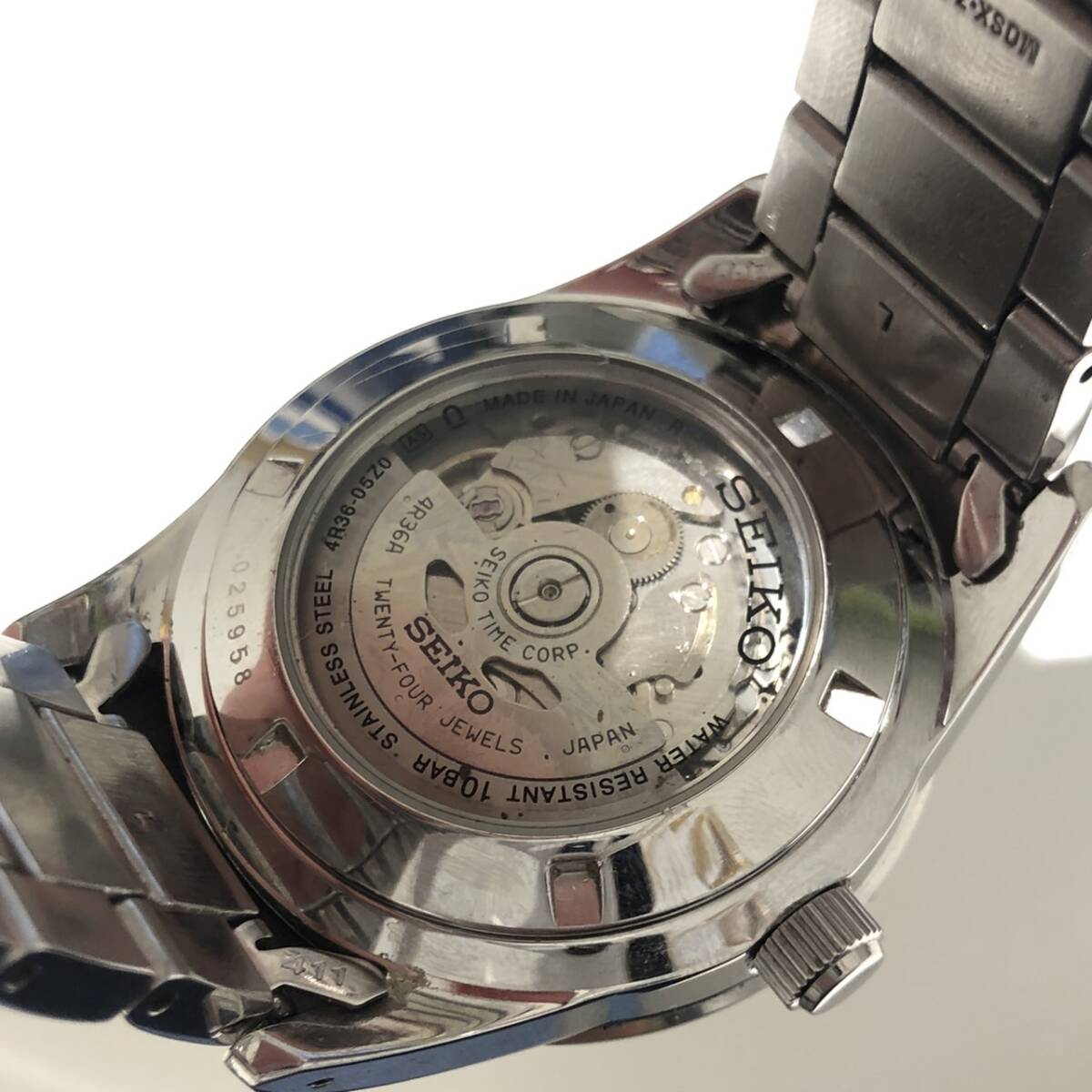 27554☆不動 SEIKO セイコー メカニカル AT 4R36-05Z0 裏スケ メンズ 腕時計_画像6