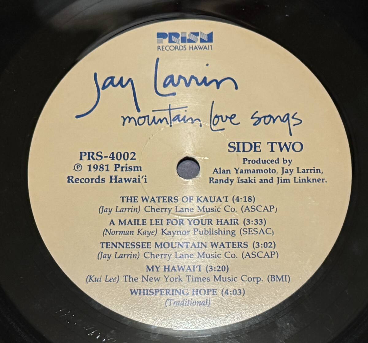 AOR Hawaii LP Mellow Hawaiian Jay Larrin/Mountain Love Songs ハワイレコードの画像3