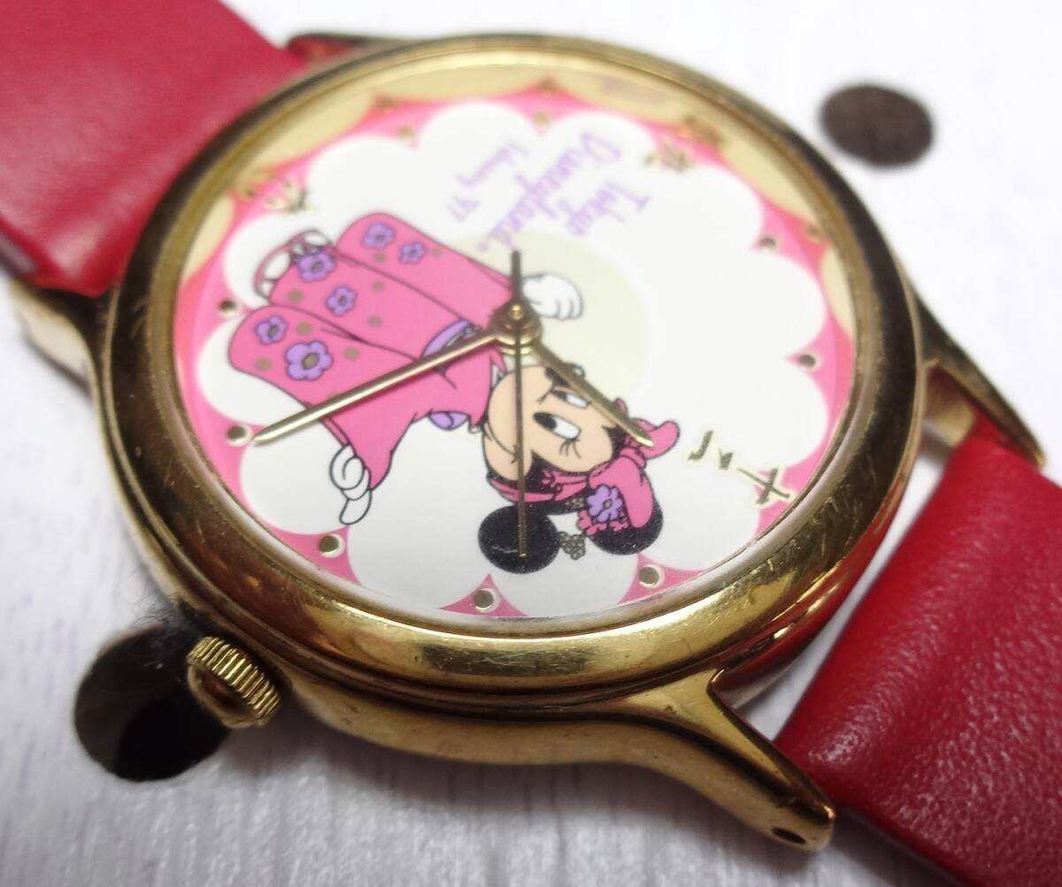 整備済 90年代 ビンテージ SEIKO ミニーマウス 着物 漢字 レディースウォッチ 腕時計 ディズニーランド限定 セイコーの画像5
