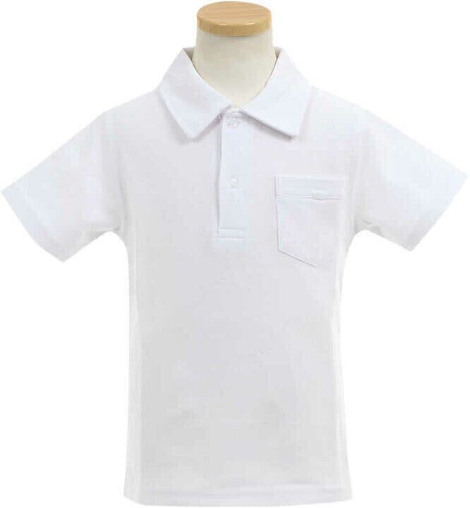 新品未使用 子供服 綿100% 半袖ポロシャツ 吸湿速乾 スクール キッズ 白 ホワイト 110_画像2