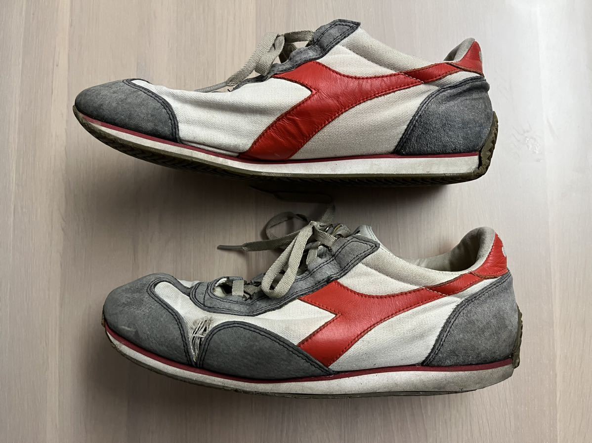 中古 ディアドラ ヘリテージ EQUIPE STONE WASH USA 8.5 EUR 42 JP 26.5 スニーカー WHITE/BLUE/RED　青/白/赤 ジャンク品_画像2