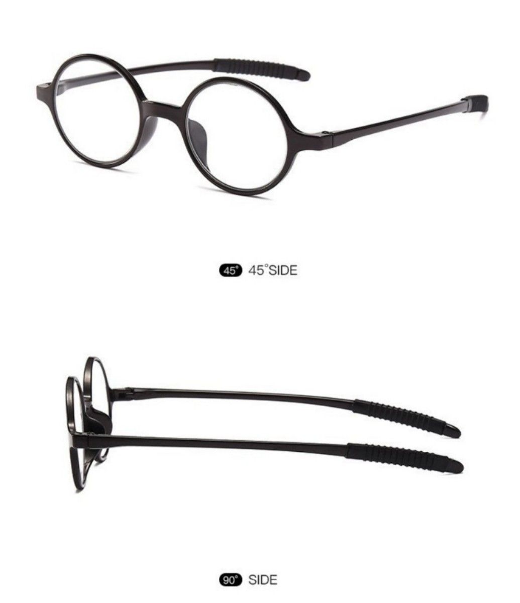 度数+　61026ブラック　老眼鏡　シニアグラス　丸メガネ　昭和レトロ