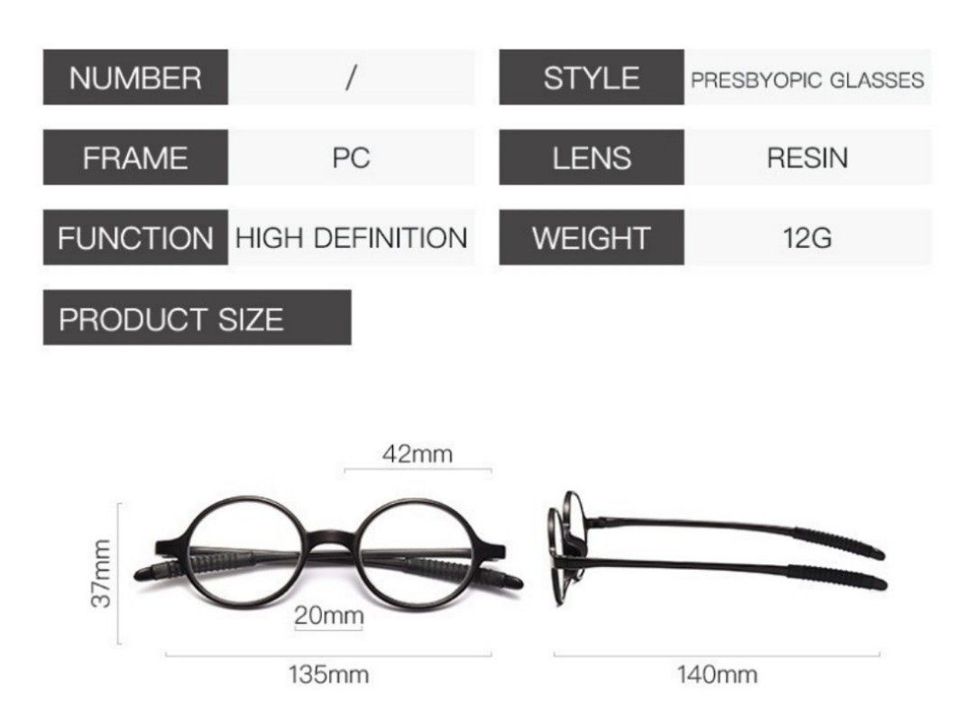 度数+　61026ブラック　老眼鏡　シニアグラス　丸メガネ　昭和レトロ