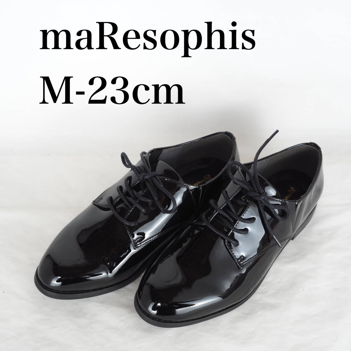 MK5295*maResophis* mare sofis* lady's race up shoes *M-23cm* enamel black 