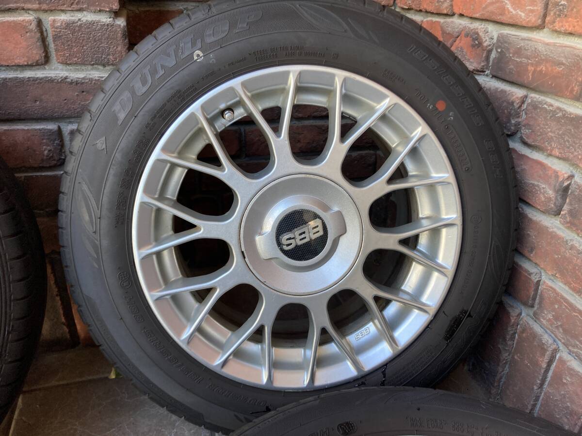 ■BBSホイール 4本 15×7.0J off+約35 PCD100 4H■ タイヤ ダンロップ2022年製 ■BMW MINI R56 M15対応（専用ハブリング付き）_画像5