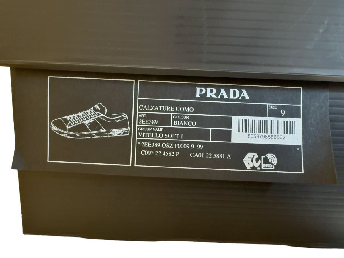 新品 PRADA レザースニーカー ホワイト 『9』 白 付属品完備 国内正規品 プラダ 2EE389