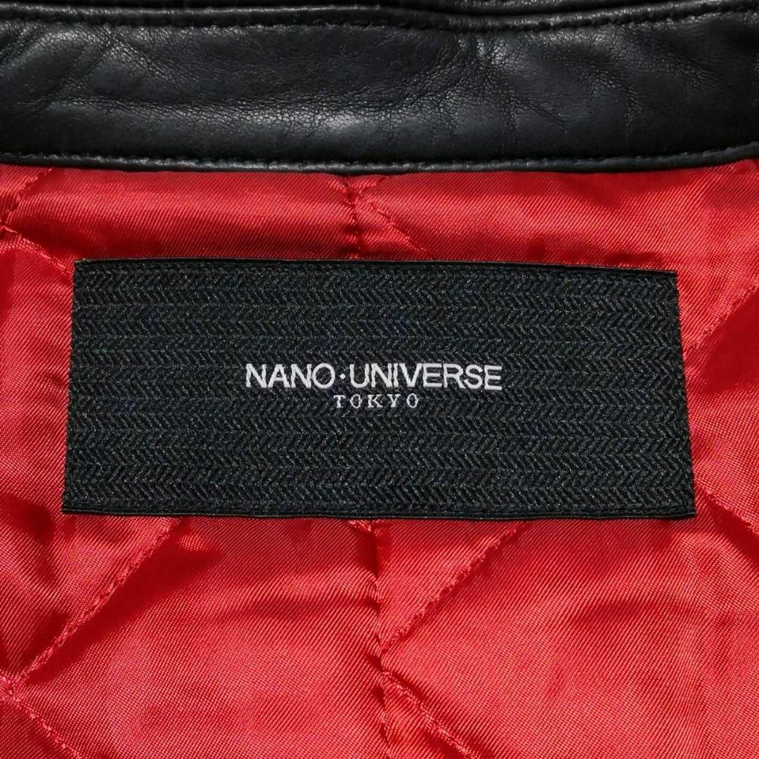 美品 M ナノユニバース 羊革 シングル ライダース ジャケット 黒 中綿 キルティング nano universe ラムレザー シープ ブルゾン ブラック_画像7