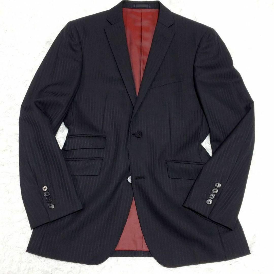  ultimate beautiful goods M Burberry Black Label super 100 wool three-piece suit setup black stripe noba check wool black 