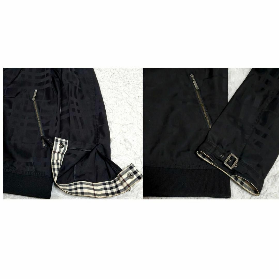 極美品 L バーバリーブラックレーベル シャドーチェック ジャケット 黒 ホースロゴ ノバチェック BURBERRY BLACK LABEL パーカー 春夏_画像7