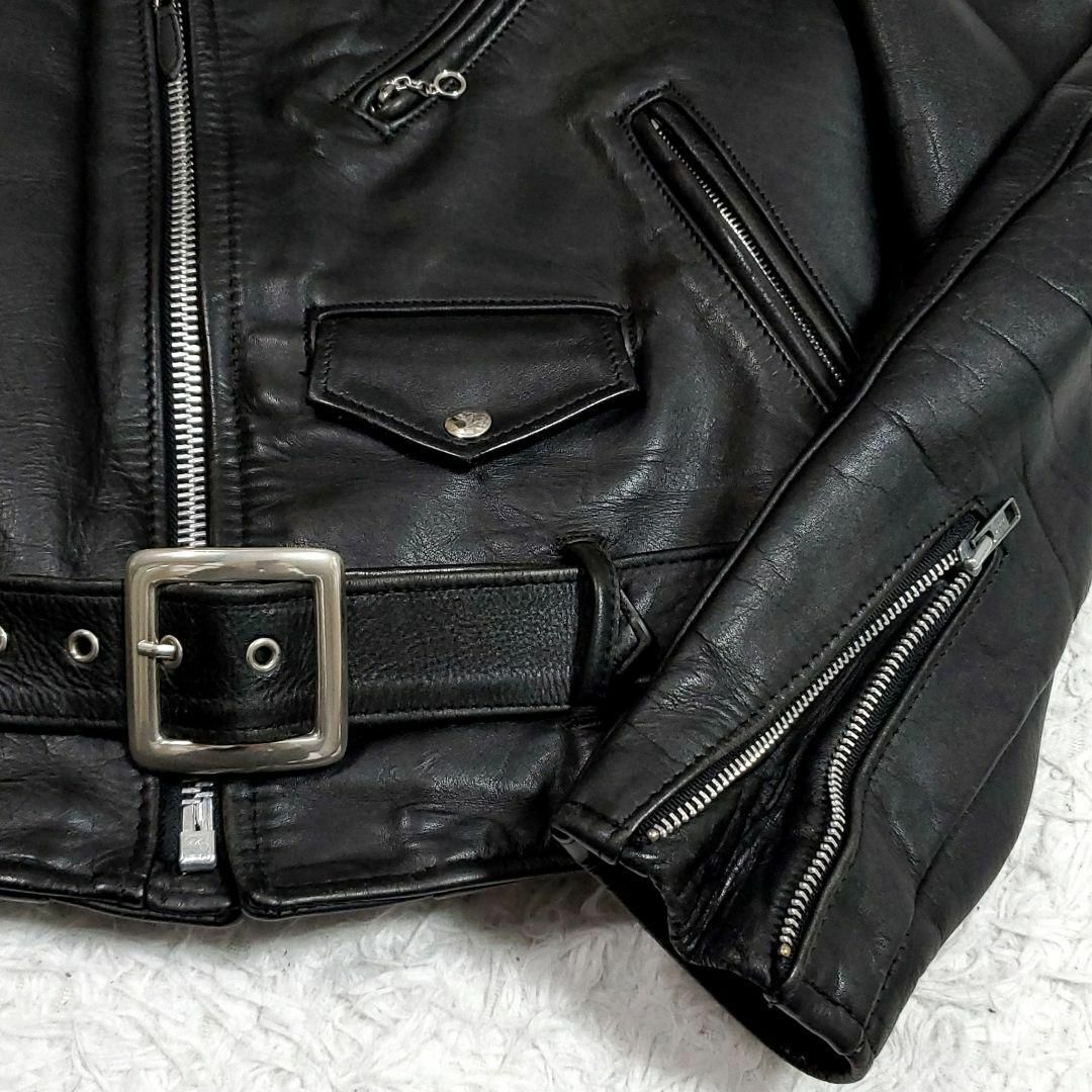 極美品 M ショット 本革 ワンスター 肩ベルト ダブル ライダース ジャケット 黒 中綿 キルティング アメリカ製 Schott ブラック レザー
