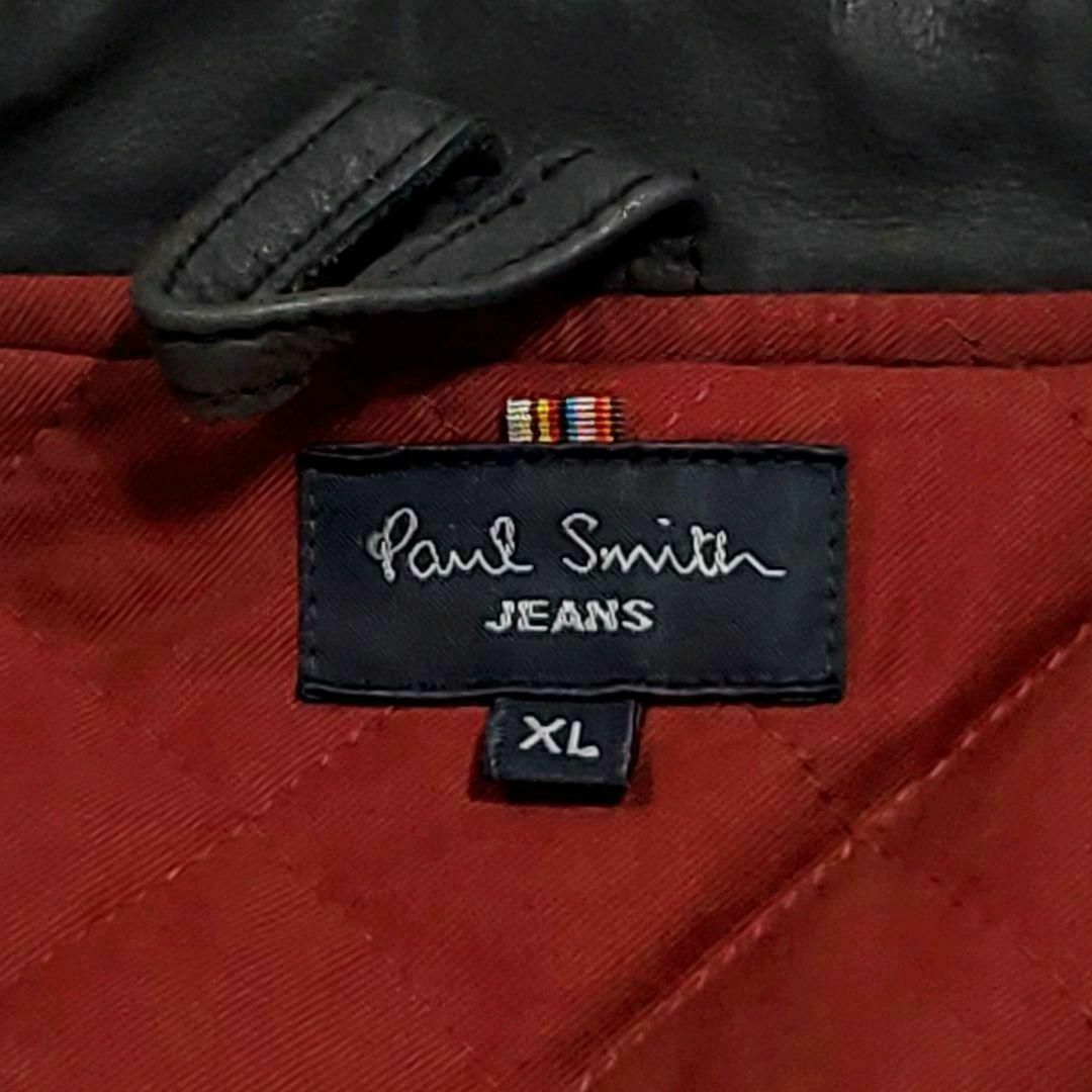 XL ポールスミスジーンズ トライアンフ 牛革 ダブルライダースジャケット 黒系 中綿 キルティング Paul Smith Triumph カウレザー ブルゾン_画像9