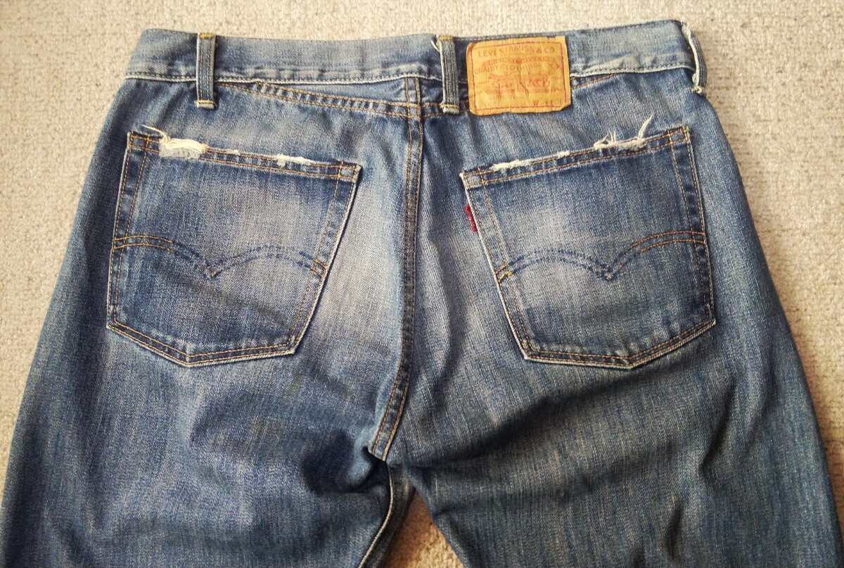 ◎超美品◎名作・貴重◎LVC LEVI'Sリーバイス71501リメイクUSED加工ローライズカスタマイズデニム 34×36 赤耳 BIG-E 日本製 66前期後期_画像5