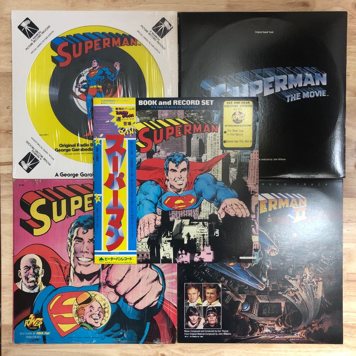 LP SUPERMAN スーパーマン '70年代プレス希少盤含む5枚セット [ピーターパンレコード帯付き/ピクチャー盤etc] ★バットマン スパイダーマン_画像1