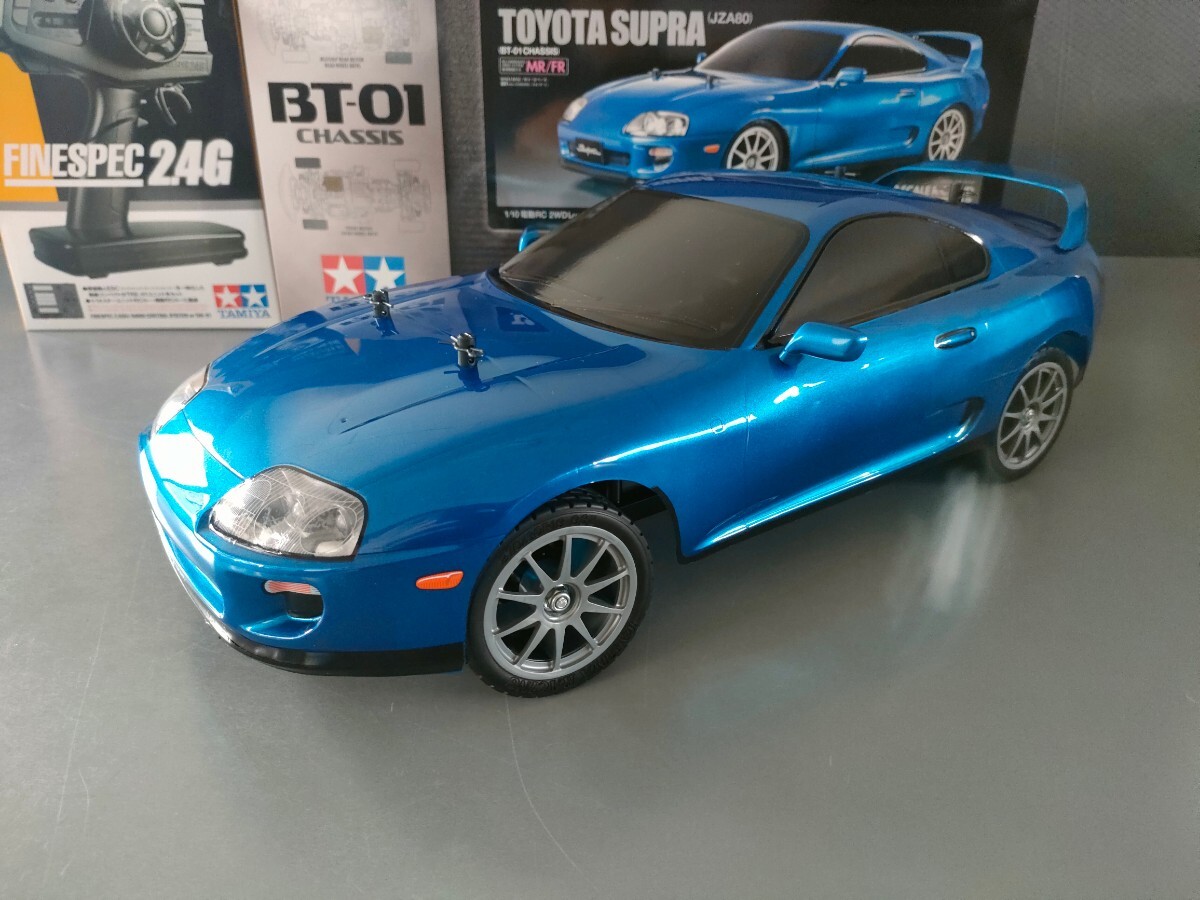 【未走行、組み立て済み】タミヤ　1/10　電動RCカー　トヨタ スープラ 　(JZA80)　BT-01　フルベアリング、プロポ、メカ付き_画像1