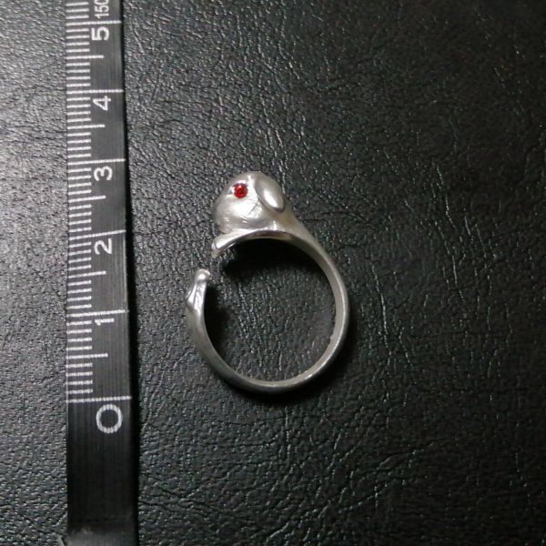 オープンリング 指輪 ウサギ ラビット 白 ホワイト レディース 韓国 可愛い 動物 アニマル 干支 十二支 調整可能 フリーサイズ #C1630-8