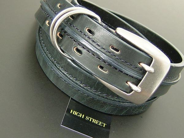 新品 ハイストリート 本革レザーベルト 紺 HIGH STREET 353