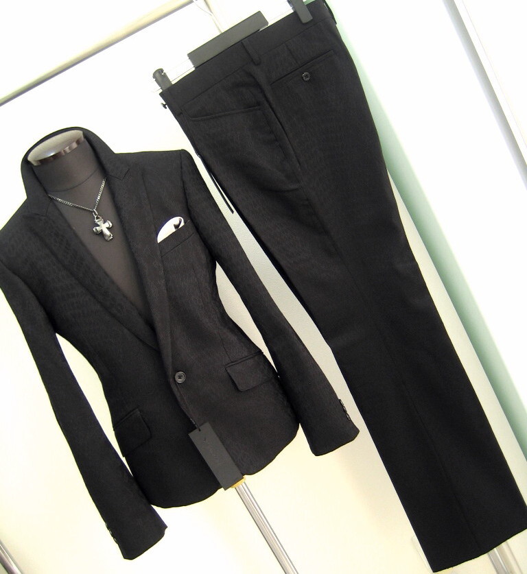 5.2万 新品 トルネードマート M スーツ クロコ ジャガード ブラック 210_画像2