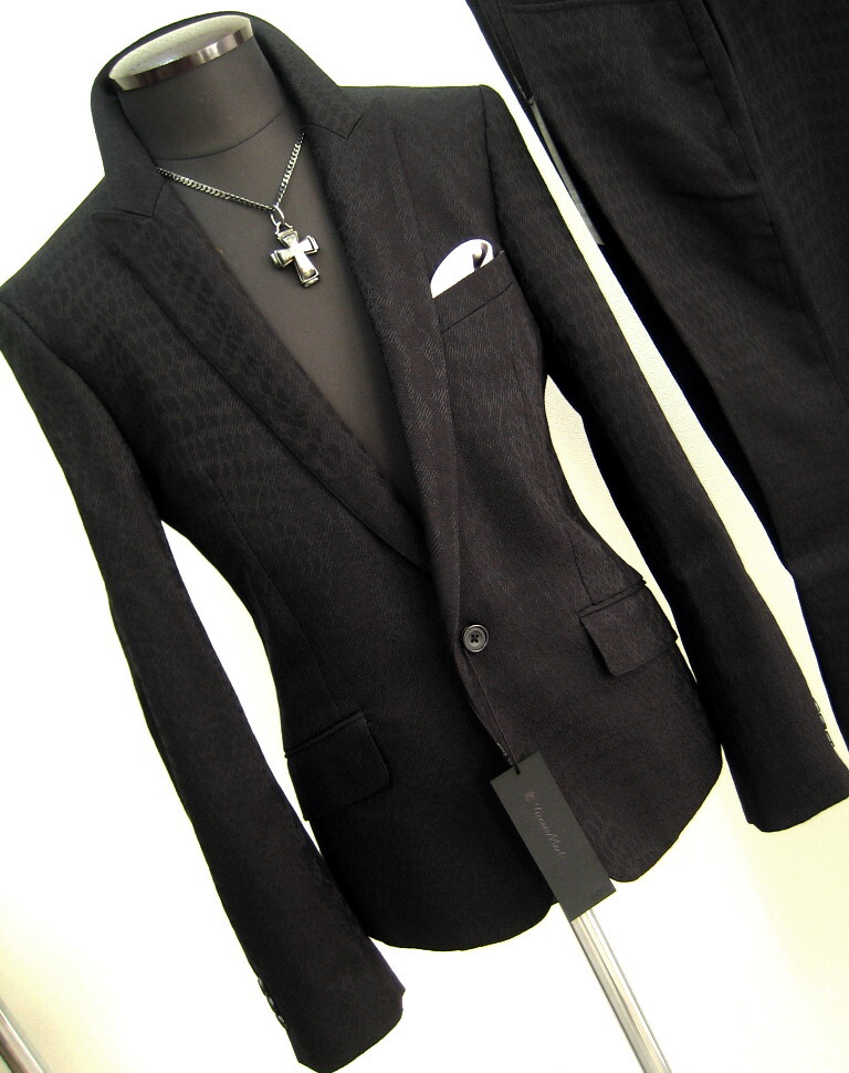 5.2万 新品 トルネードマート M スーツ クロコ ジャガード ブラック 210_画像3