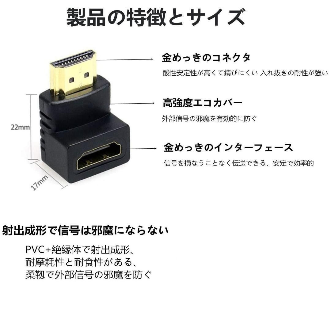 【新品】HDMI変換アダプタ オスtoメスアダプタ HDMI変換L型90度