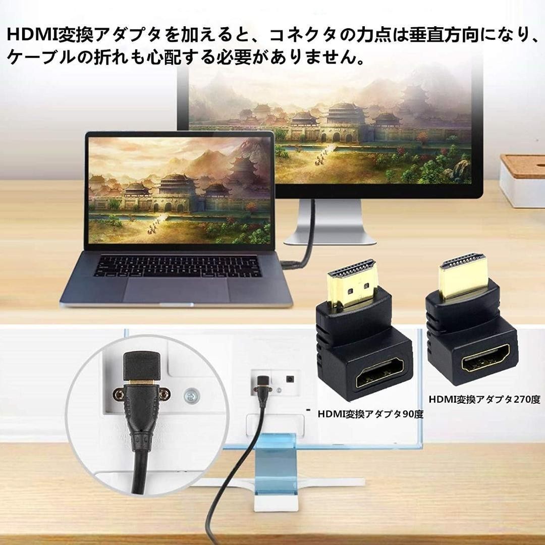 【新品】HDMI変換アダプタ オスtoメスアダプタ HDMI変換L型90度