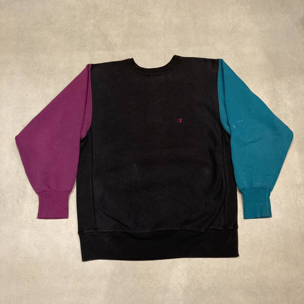 90's champion reverse マルチカラー XXL 中古 リバース リバースウィーブ チャンピオン 90s USA製 スウェット 刺繍タグ_画像1