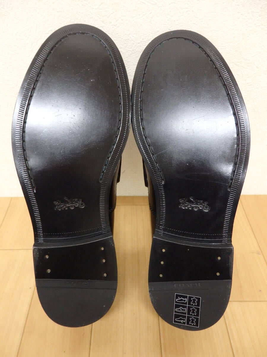 T80-6.3) COACH / コーチ　メンズ ローファー　革靴　 黒　 EU41　25.5cm　SPAZZ MANHTN LTR LOA　靴 シューズ_画像7