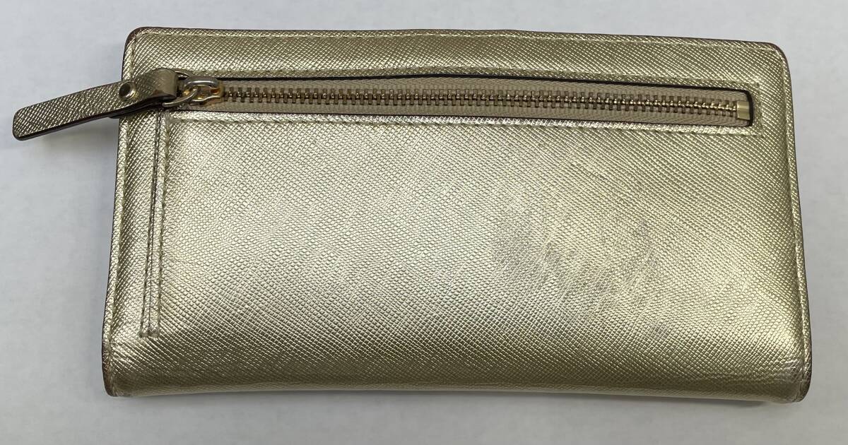 【中古】Kate Spade ケイトスペード　Stacy Gold　PWRU4063 二つ折り長財布　レザー スリムウォレット_画像2