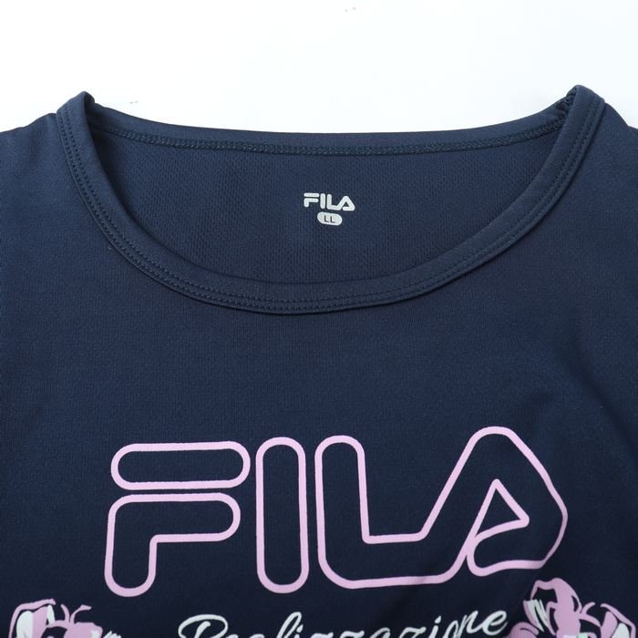 フィラ 半袖Tシャツ ロゴT 花柄 スポーツウエア 大きいサイズ レディース LLサイズ ネイビー FILA_画像4