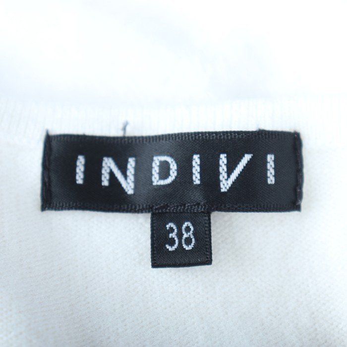 インディヴィ 半袖Tシャツ トップス カットソー シンプル ワールド レディース 38サイズ ホワイト INDIVI_画像3