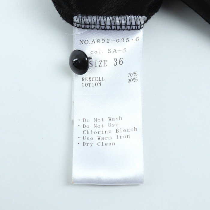 エムプルミエ カットソー トップス 半袖シャツ サテン リボン 付属ボタン有り レディース 36サイズ ブラック M-premier_画像7