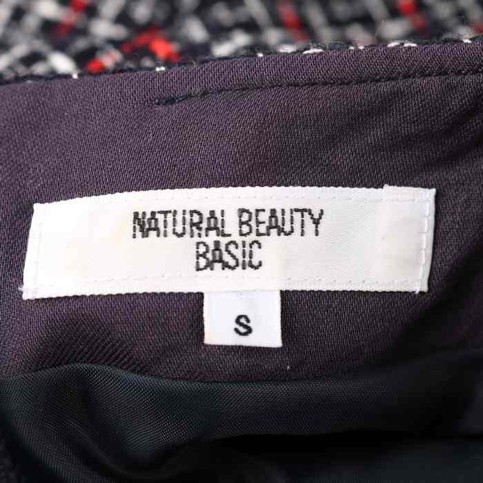 ナチュラルビューティーベーシック ワンピース 半袖 ドレス ツイード レディース Sサイズ ネイビー レッド NATURAL BEAUTY BASIC_画像3