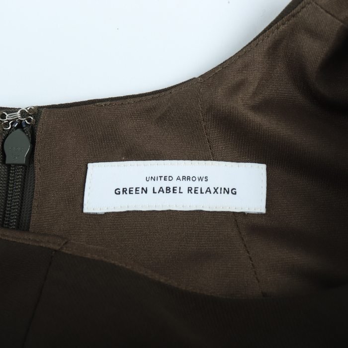 ユナイテッドアローズ ワンピース 長袖シャツ 袖フリル GREEN LABEL RELAXING レディース フリーサイズ カーキ UNITED ARROWS_画像3