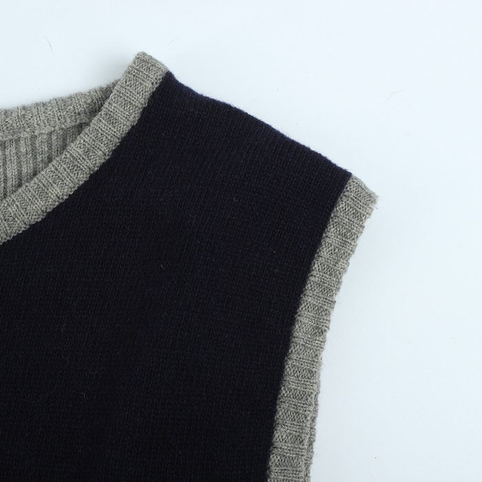  Ined the best knitted sweater wool men's F size navy INED