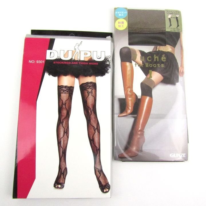  Gunze other knee on tights knee-high socks 13 point set pattern tights other together large amount box defect have lady's GUNZE etc.