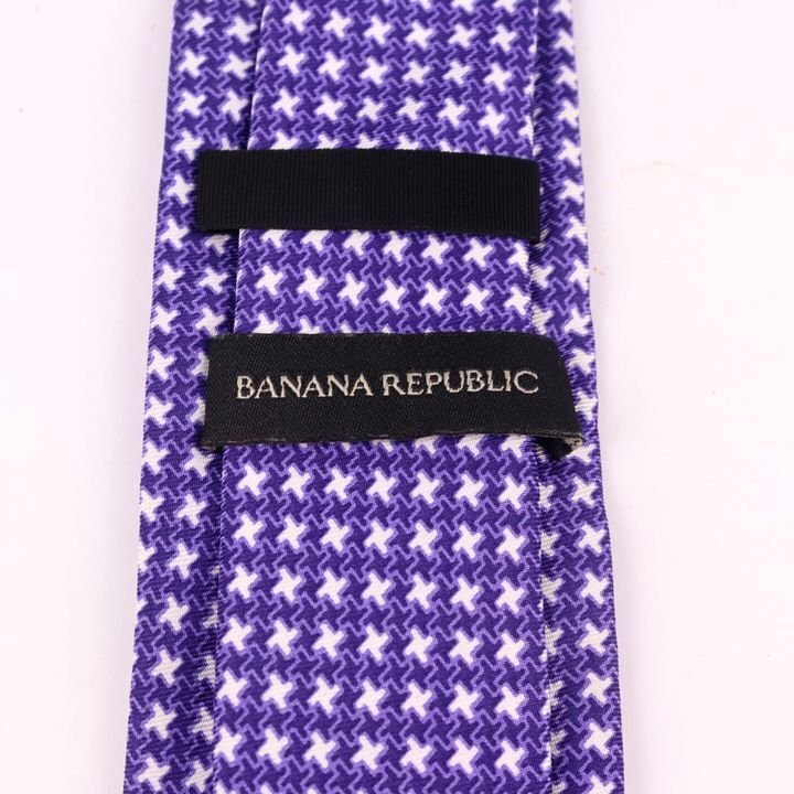 バナナリパブリック ブランドネクタイ ナロータイ 総柄 千鳥格子柄 シルク メンズ パープル Banana Republic_画像3