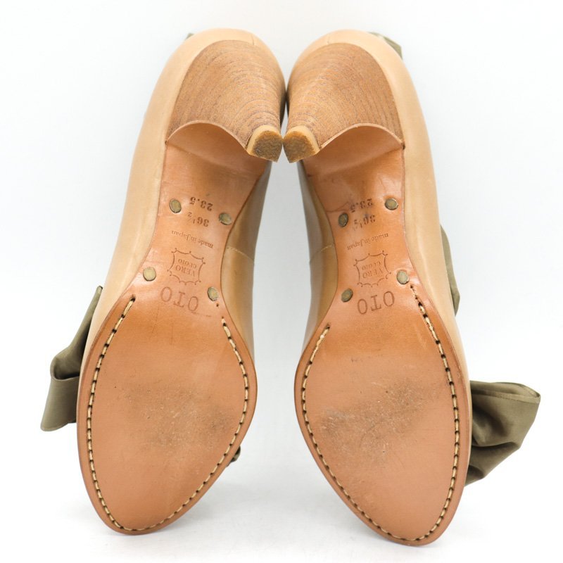 オト パンプス 本革 レザー リボン 日本製 ブランド シューズ 靴 レディース 36.5サイズ ベージュ OTO_画像6